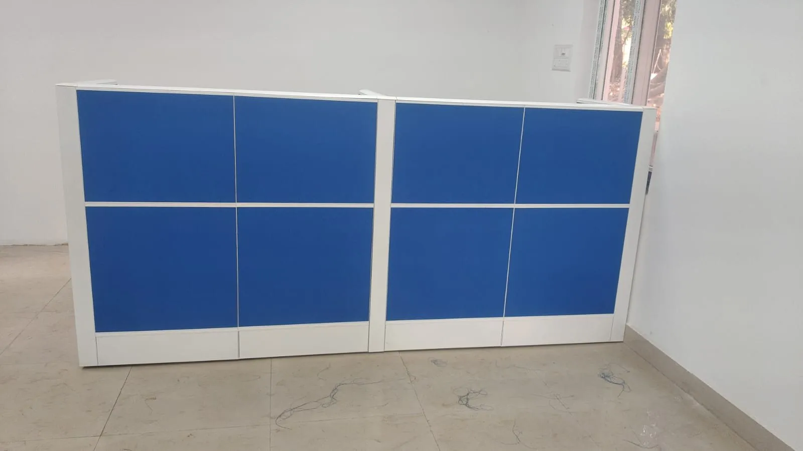Front elevation of the partition run showing the tiled panel layout
